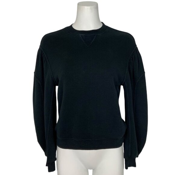 Ulla Johnson Ava Pullover Sweatshirt P US/0 XS Onyx Puff Shoulder